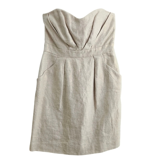 Shoshanna Strapless Linen Cocktail Dress Sz 6 - Picture 1 of 13